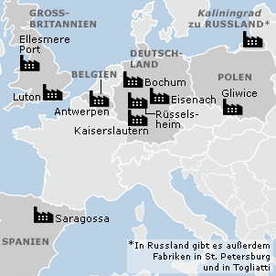 Opel plantas en Europa