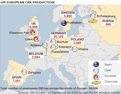Opel presencia en Europa