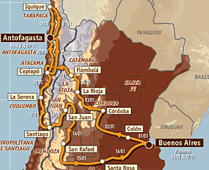 Rally Argentina Chile mapa